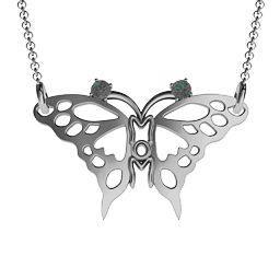 Butterfly Mom Birthstone Necklace in 925 Sterling Silver with Alexandrite
