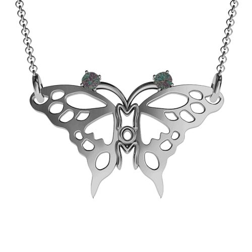 Butterfly Mom Birthstone Necklace – Sterling Silver with Alexandrite