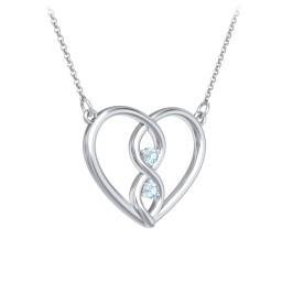 Entwined Infinity Heart Necklace in 925 Sterling Silver with Blue Topaz