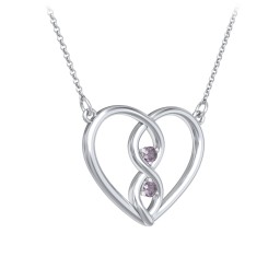 Entwined Infinity Heart Necklace in 925 Sterling Silver with Alexandrite