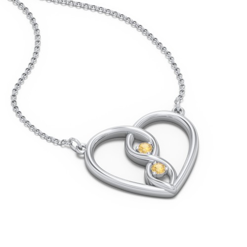Entwined Infinity Heart Necklace – Sterling Silver with Citrine