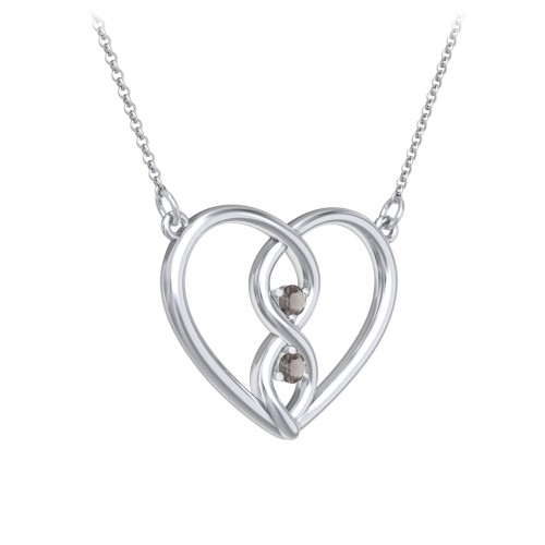 Entwined Infinity Heart Necklace – Sterling Silver with Smokey Quartz