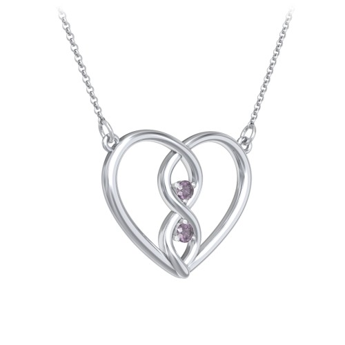 Entwined Infinity Heart Necklace – Sterling Silver with Alexandrite