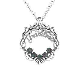 Grandma's Love Family Tree Pendant in 925 Sterling Silver with Alexandrite