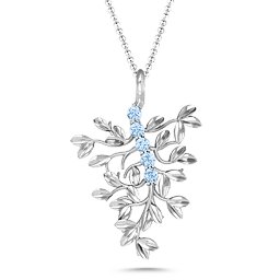 Roots Of Love 5-Stone Family Tree Necklace in 925 Sterling Silver with Aquamarine