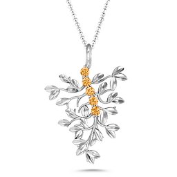 Roots Of Love 5-Stone Family Tree Necklace in 925 Sterling Silver with Citrine
