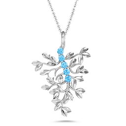 Roots Of Love 5-Stone Family Tree Necklace in 925 Sterling Silver with Blue Topaz