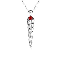 Unicorn Horn Necklace in 925 Sterling Silver with Garnet