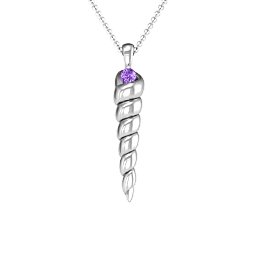 Unicorn Horn Necklace in 925 Sterling Silver with Amethyst