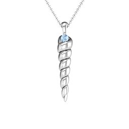 Unicorn Horn Necklace in 925 Sterling Silver with Aquamarine