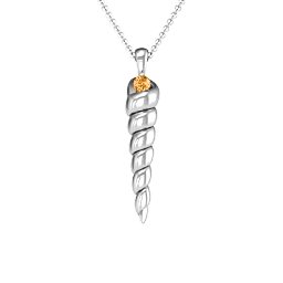 Unicorn Horn Necklace in 925 Sterling Silver with Citrine