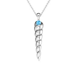 Unicorn Horn Necklace in 925 Sterling Silver with Blue Topaz
