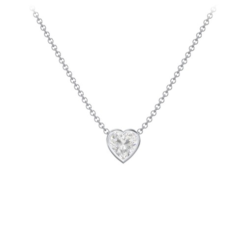 Sterling Silver Cubic Zirconia Solitaire Heart Pendant