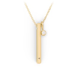 Vertical 3D Bar Necklace with Engraving in Vermeil