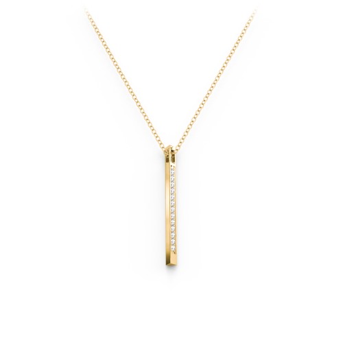 Triangle Bar Pendant with Accents – 10K Yellow Gold with White Premium Zirconia