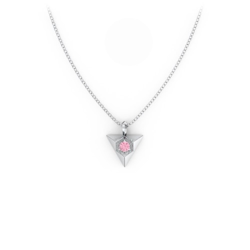 Triangle Pendant with Gemstone – Sterling Silver with Pink Tourmaline