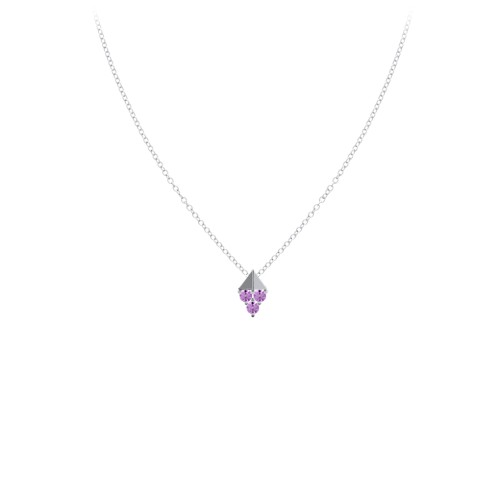 Diamond Shape Pendant with Gemstones – Sterling Silver with Amethyst