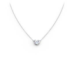 Puffed Heart Pendant with Gemstone in 925 Sterling Silver with Aquamarine