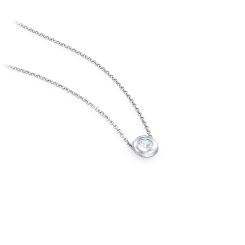 Solitaire 2mm Round Gemstone Pendant – Sterling Silver with Aquamarine