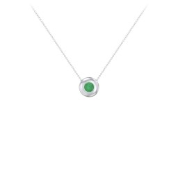 Solitaire 4mm Round Gemstone Pendant in 925 Sterling Silver with Emerald