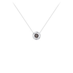 Solitaire 4mm Round Gemstone Pendant in 925 Sterling Silver with Smokey Quartz