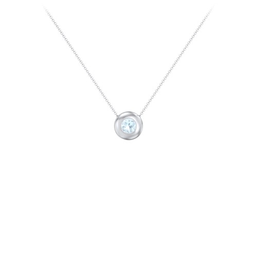 Solitaire 4mm Round Gemstone Pendant – Sterling Silver with Aquamarine