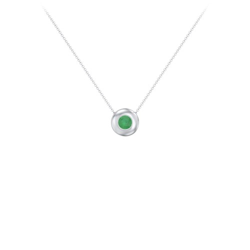 Solitaire 4mm Round Gemstone Pendant – Sterling Silver with Emerald