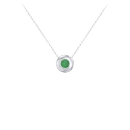 Solitaire 5mm Round Gemstone Pendant in 925 Sterling Silver with Emerald
