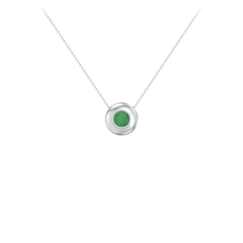 Solitaire 5mm Round Gemstone Pendant – Sterling Silver with Emerald