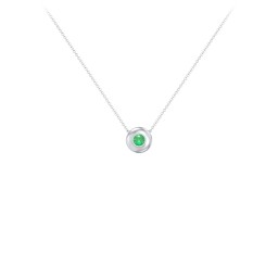 Solitaire 3mm Round Gemstone Pendant in 925 Sterling Silver with Emerald