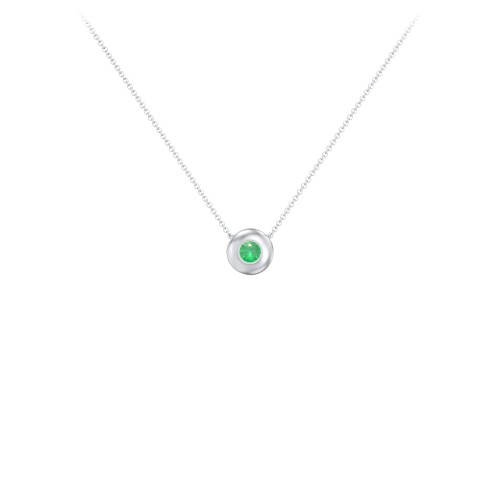 Solitaire 3mm Round Gemstone Pendant – Sterling Silver with Emerald