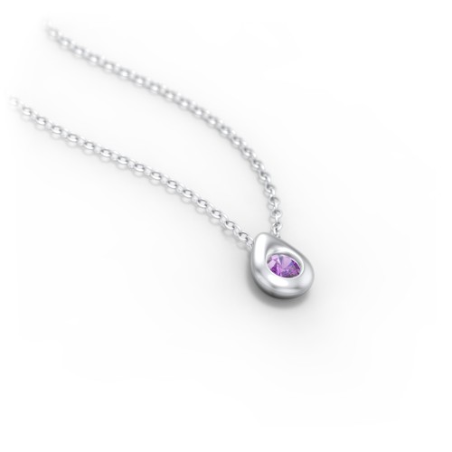 Teardrop Pendant with Gemstone – Sterling Silver with Amethyst