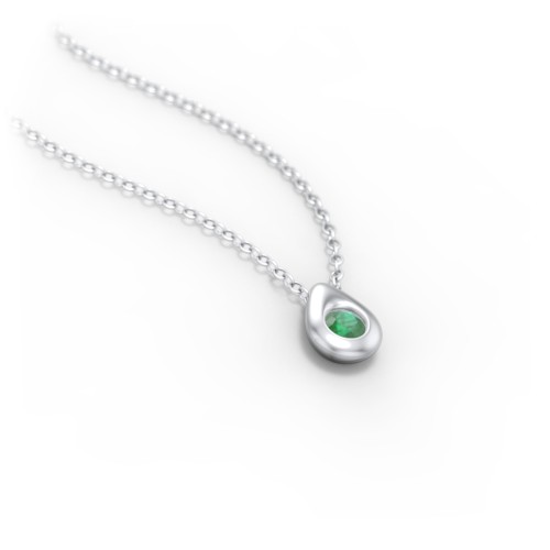 Teardrop Pendant with Gemstone – Sterling Silver with Emerald