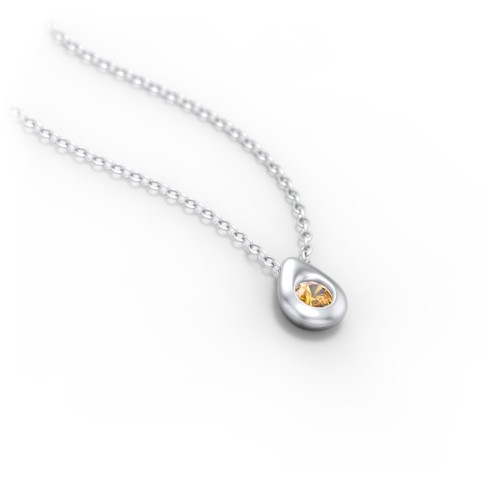 Teardrop Pendant with Gemstone – Sterling Silver with Citrine