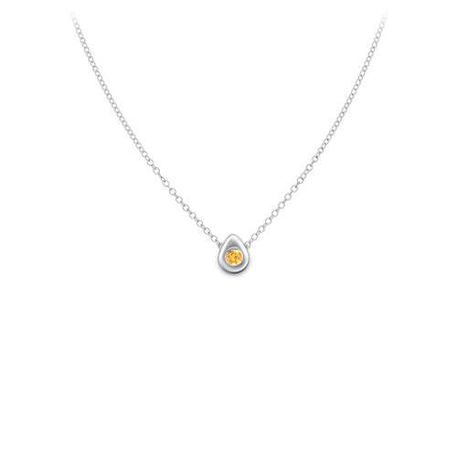 Teardrop Pendant with Gemstone – Sterling Silver with Citrine