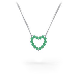 Dual Birthstone Heart Pendant in 925 Sterling Silver with Emerald