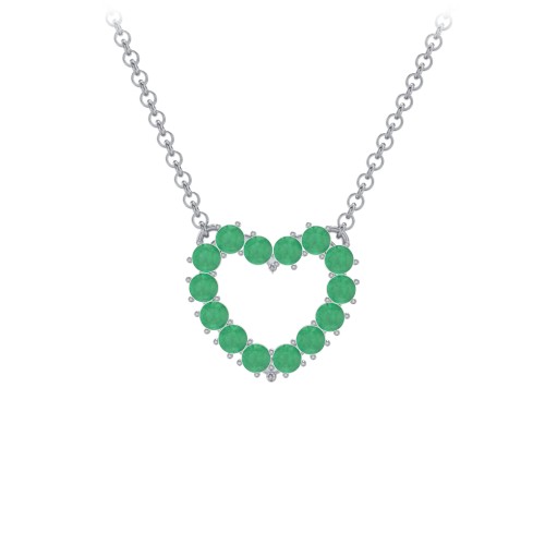 Dual Birthstone Heart Pendant – Sterling Silver with Emerald