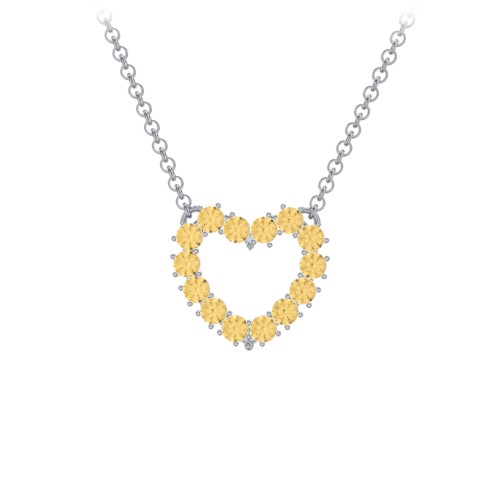 Dual Birthstone Heart Pendant – Sterling Silver with Citrine
