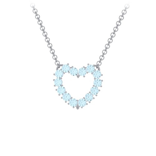 Dual Birthstone Heart Pendant – Sterling Silver with Blue Topaz