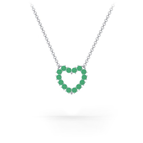 Dual Birthstone Heart Pendant – Sterling Silver with Emerald
