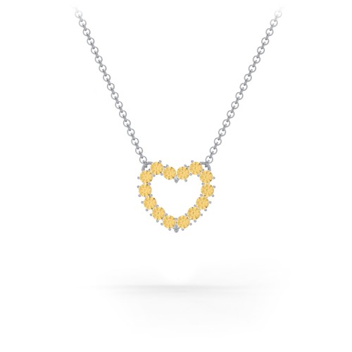 Dual Birthstone Heart Pendant – Sterling Silver with Citrine