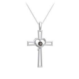 Cross and Heart Pendant with Birthstone