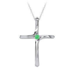 Twisted Cross Pendant with Birthstone