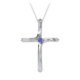 Twisted Cross Pendant with Birthstone