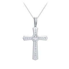 Engravable Cross Pendant with Dove Symbol