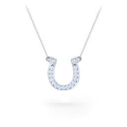 Horseshoe Pendant with Gemstones in 925 Sterling Silver with Aquamarine and Fancy Blue Premium Zirconia