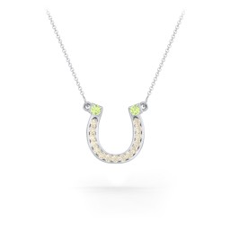 Horseshoe Pendant with Gemstones in 925 Sterling Silver with Peridot and Fancy Yellow Premium Zirconia