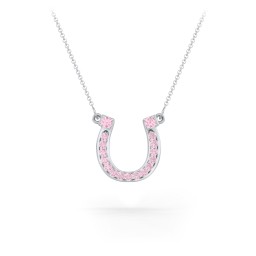 Horseshoe Pendant with Gemstones in 925 Sterling Silver with Pink Tourmaline and Fancy Pink Premium Zirconia