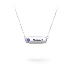 Mini Capsule Pendant with Birthstone in 925 Sterling Silver