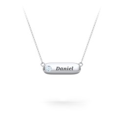 Mini Capsule Pendant with Birthstone in 925 Sterling Silver with Aquamarine
